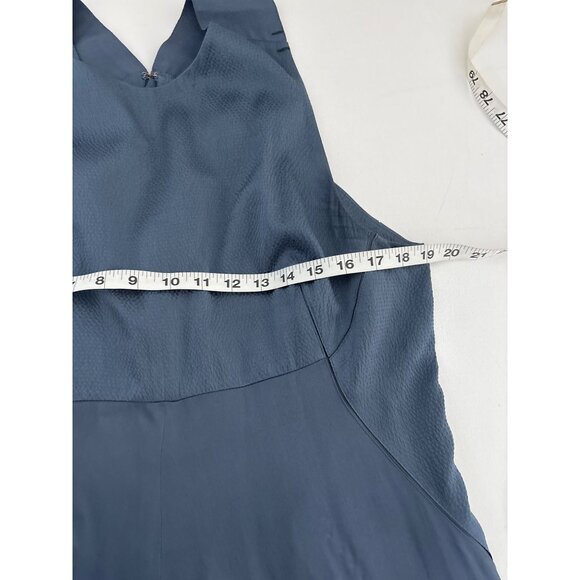 Jigsaw Dress Sz 12 Silk Midi Blue Designer Quiet Luxury Open Back Evening Party - Picture 6 of 16